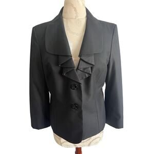 Kasper Women's Classic Black Ruffle Blazer Size 8
